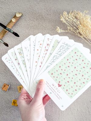 Lot de cartes de gratitude "Messages d'amour" avec un motif fleuri et un message
