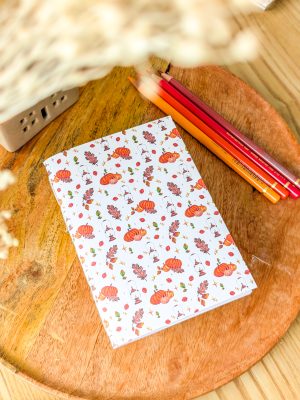 Carnet de poche artisanal de la collection "Secrets d'automne", motif "Lanterne dorées"